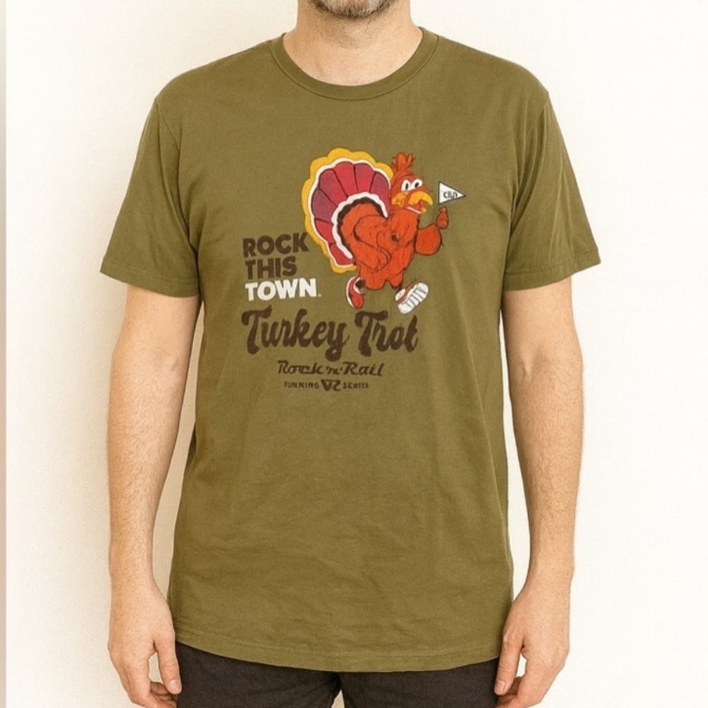 Next Level‎ Apparel Turkey Trot 2020 Men’s Large Green Rock ’n’ Roll Running Tee